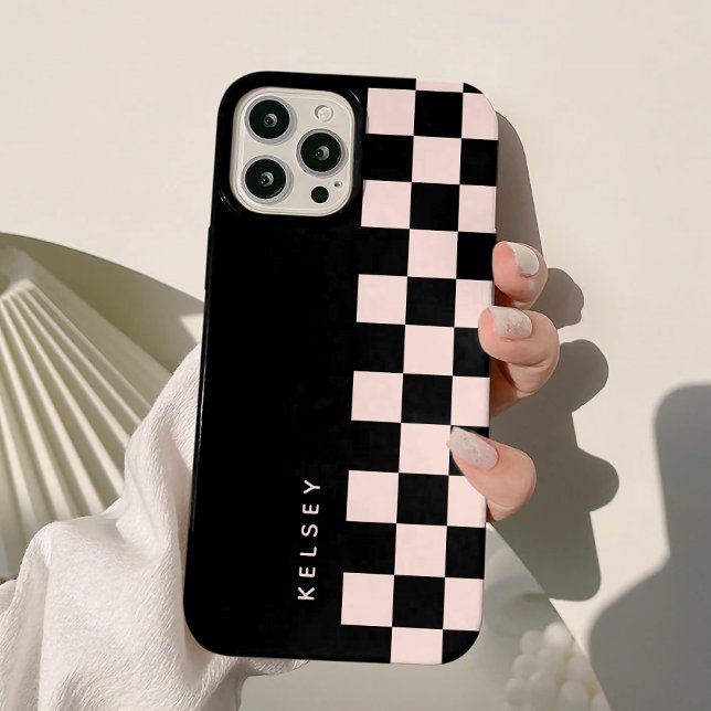 Funda De Case-Mate Para iPhone Negro y crema personalizados modernos controlados (Subido por el creador)