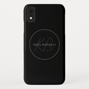 Funda Para iPhone XR Negro y grises modernos   Nombre de Guay y Monogra