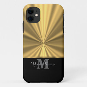 Funda Para iPhone 11 Negro y monograma metálico del oro