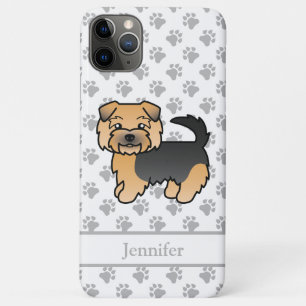 Funda Para iPhone 11 Pro Max Negro Y Tan Norfolk Terrier Caricatura Perro y Nom