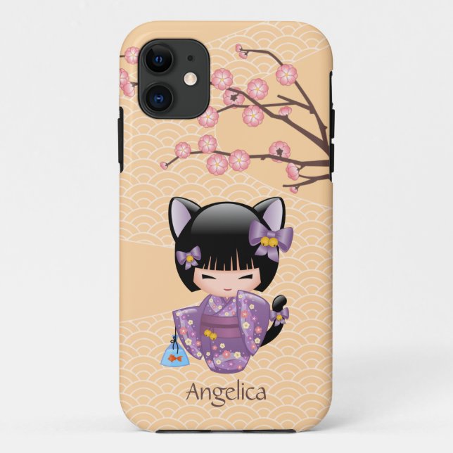 Funda De Case-Mate Para iPhone Neko Kokeshi Doll - Chica Geisha (Reverso)