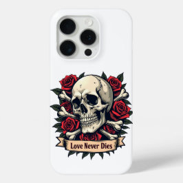 Funda Para iPhone 15 Pro Nenve amor muere cráneo y Rosas