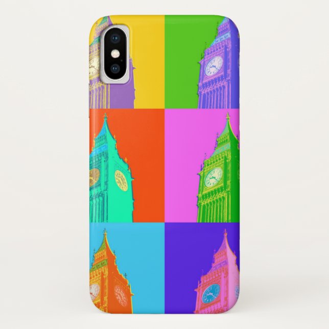 Funda De Case-Mate Para iPhone Neón Big Ben del arte pop (Reverso)