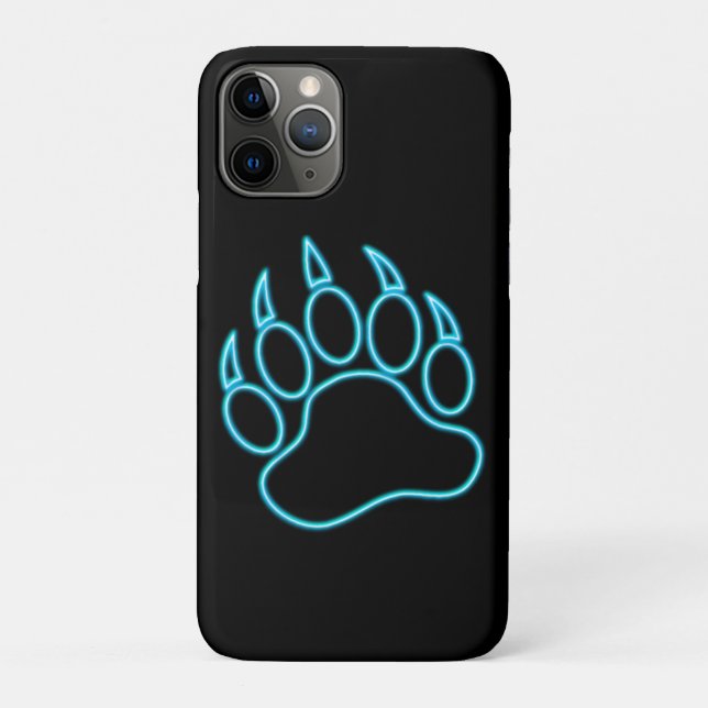 Funda De Case-Mate Para iPhone Neon Blue Bear Paw (Reverso)