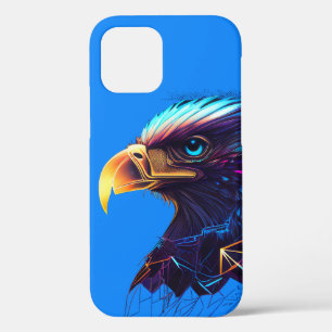 Funda Para iPhone 12 Neon Blue Futuritic Radiant Eagle Funda-Mate iPhon
