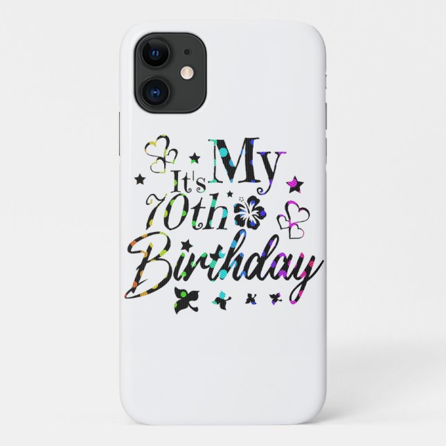 Funda De Case-Mate Para iPhone neon bokeh texturizado es mi cumpleaños 70 (Reverso)