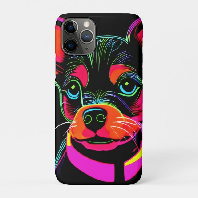 Funda De Case-Mate Para iPhone Neon Canine Puppy Art (Reverso)