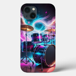 Funda Para iPhone 13 Neon Drums Music Lover