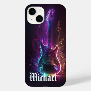 Funda Para iPhone 14 De Case-Mate Neon Electric Guitar Music Nombre personalizado