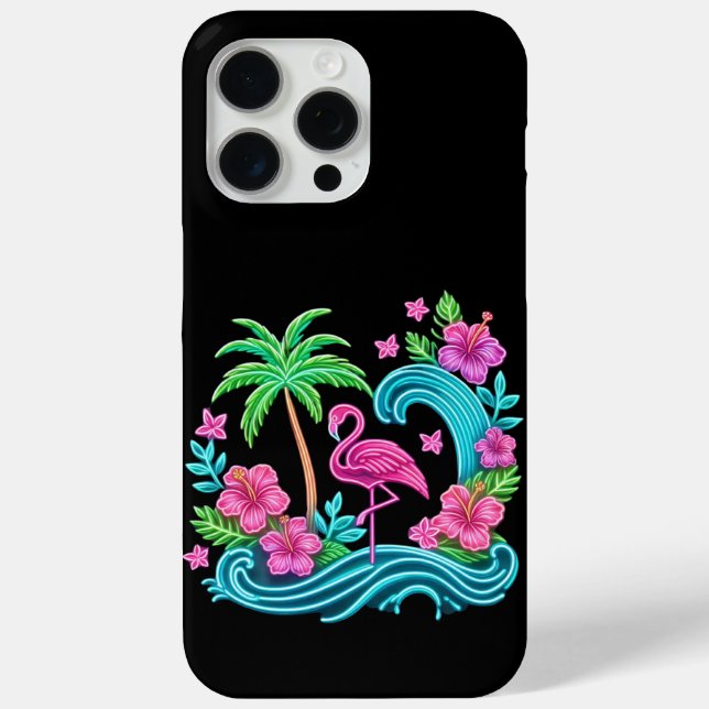 Funda De Case-Mate Para iPhone Neon Flamingo Tropical (Reverso )