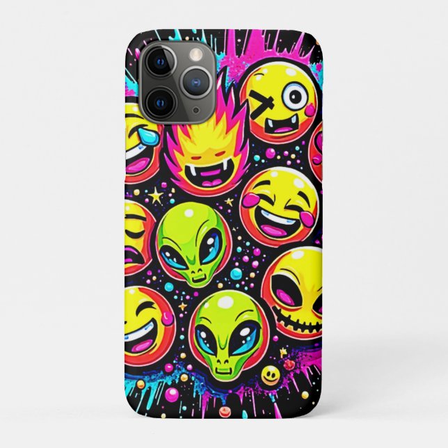 Funda De Case-Mate Para iPhone Neon Funky Emoji Mix (Reverso)
