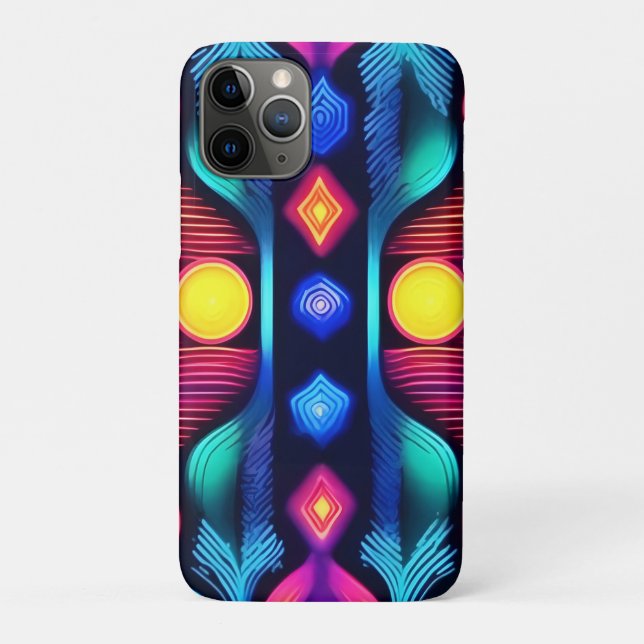 Funda De Case-Mate Para iPhone Neon Geometric Mandala Art (Reverso)