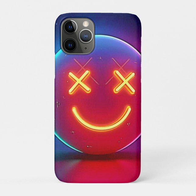 Funda De Case-Mate Para iPhone Neon Glow Smiley Face (Reverso)