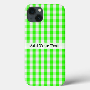 Funda Para iPhone 13 Neon Green Gingham Pattern de Shirley Taylor