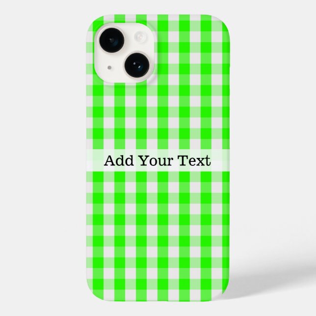 Funda De Case-Mate Para iPhone Neon Green Gingham Pattern de Shirley Taylor (Reverso )