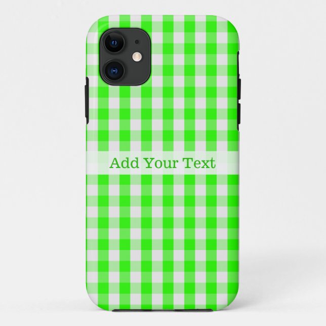Funda De Case-Mate Para iPhone Neon Green Gingham Pattern de Shirley Taylor (Reverso)