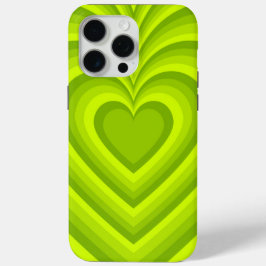 Funda Para iPhone 15 Pro Max Neon Green Hypnotic Heart Love Pattern