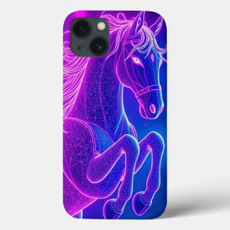 Funda Para iPhone 13 Neon Horse Contorno Arte Gráfico - Móvil
