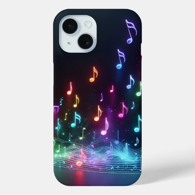 Funda De Case-Mate Para iPhone Neon Musical Notes (Reverso )