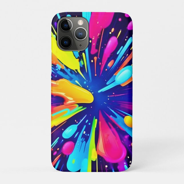 Funda De Case-Mate Para iPhone Neon Paint Explosion on Dark Canvas (Reverso)