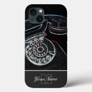Funda Para iPhone 13 Neon-Pop-Art antiguo teléfono retro con Monograma!