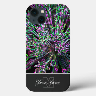 Funda Para iPhone 13 Neon-Pop-Art flor macro con Monograma! Funda-Mat