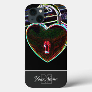 Funda Para iPhone 13 Neon-Pop-Art pesado Monograma de corazón!