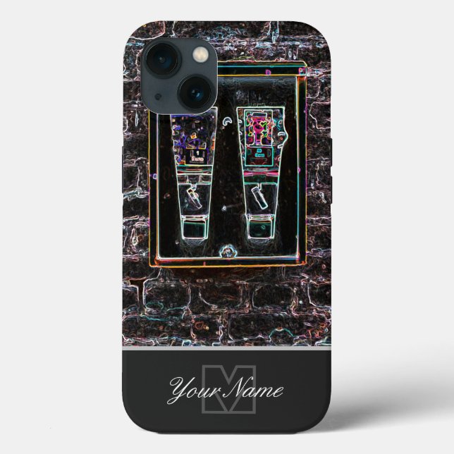 Funda De Case-Mate Para iPhone Neon-Pop-Art retro chewinggum con Monograma! (Reverso )