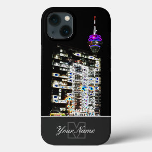 Funda Para iPhone 13 Neon-Pop-Art Torre Rin Düsseldorf con Monograma!