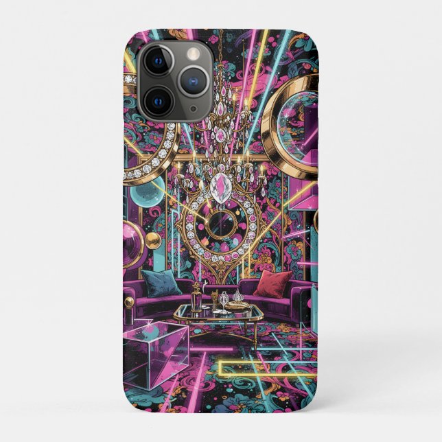 Funda De Case-Mate Para iPhone Neon Psychedelic Luxury Lounge Art (Reverso)