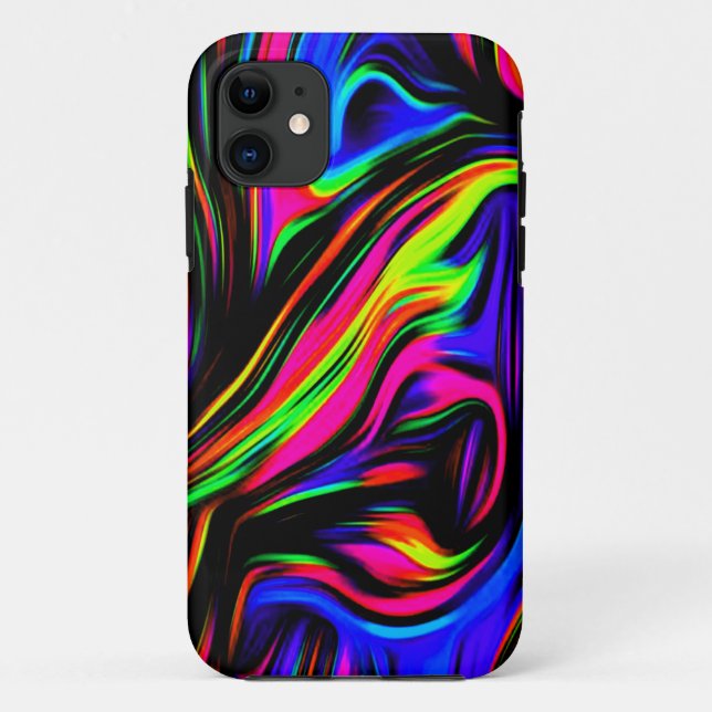 Funda De Case-Mate Para iPhone Neon Swirls Marble Black Yellow Pink Blue (Reverso)
