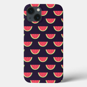 Funda Para iPhone 13 Neon Watermelon sobre el patrón púrpura