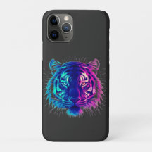 Neon White Tiger – Glowing Cyberpunk Wildlife Art