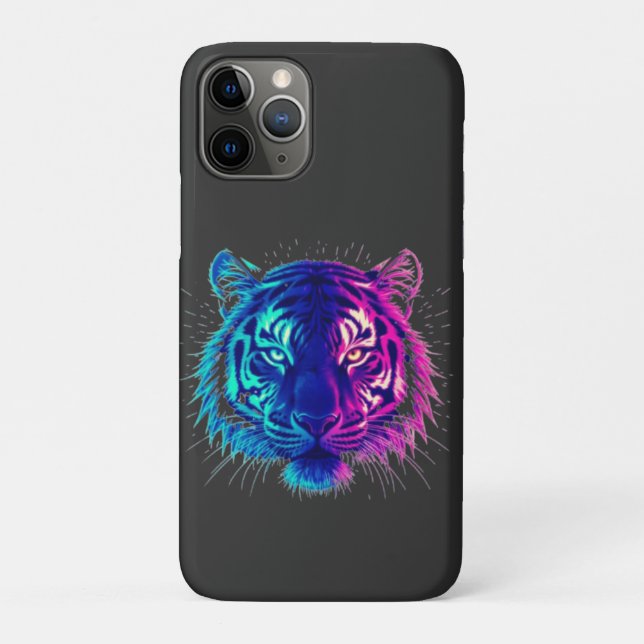Funda De Case-Mate Para iPhone Neon White Tiger – Glowing Cyberpunk Wildlife Art (Reverso)