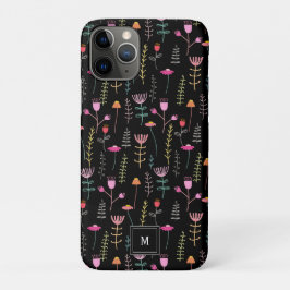 Funda Para iPhone 11 Pro Neon Wildflowers on Black,