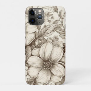 Funda Para iPhone 11 Pro Neutral Farmhouse Sepia Floral Crema Botánico