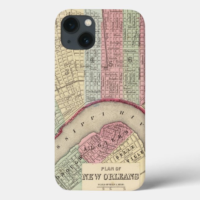 Funda De Case-Mate Para iPhone New Orleans Map by Mitchell (Reverso)
