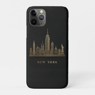 Funda Para iPhone 11 Pro New York City Skyline Gold Line Art