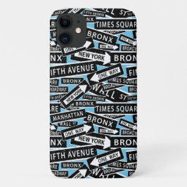 Funda Para iPhone 11 New York Street Names Blue Pattering
