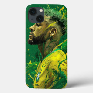 Funda Para iPhone 13 Neymar Jr: Caso abstracto de fútbol de Brasil