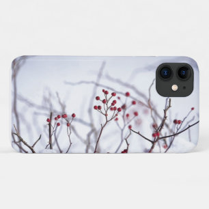 Funda Para iPhone 11 Nieve blanca de invierno en las Berries Rojas