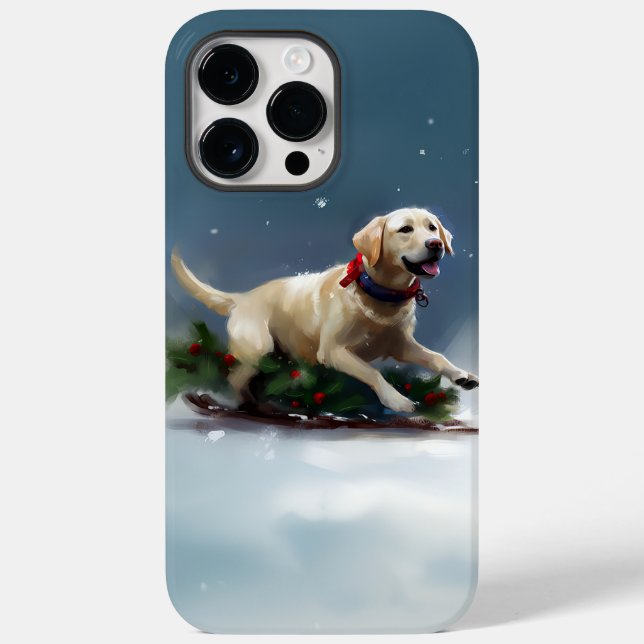 Funda De Case-Mate Para iPhone Nieve de Navidad de Labrador invierno (Reverso )