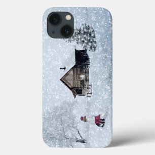 Funda Para iPhone 13 Nieve de navidades en la cabina