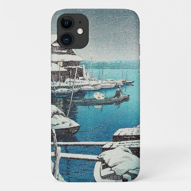 Funda De Case-Mate Para iPhone Nieve Mukôjima Hasui Kawase shin hanga arte invier (Reverso)