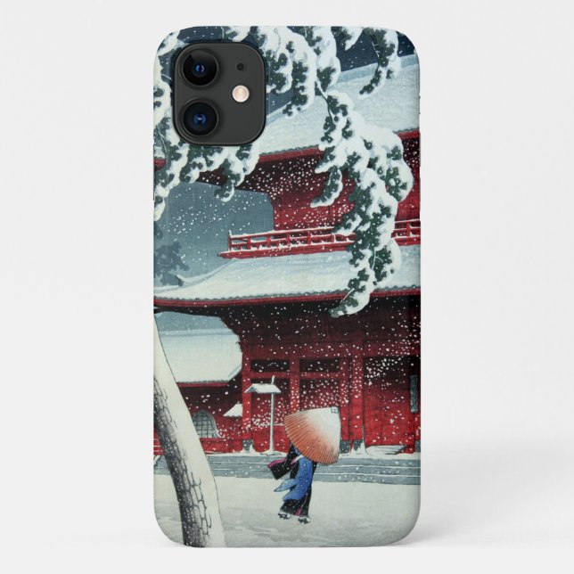 Funda De Case-Mate Para iPhone Nieve nocturna en el río Edo Hasui Kawase (Reverso)