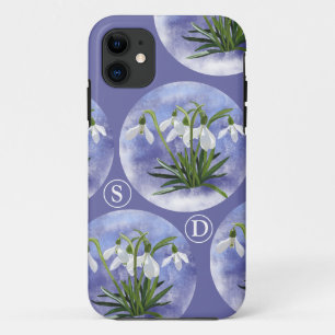 Funda Para iPhone 11 Nieves floral Iniciales de moda para ella