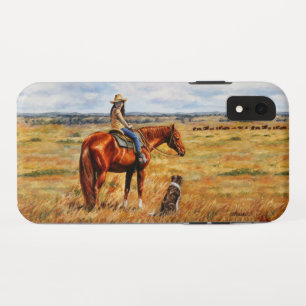 Funda Para iPhone XR Niña pequeña en caballo de ganado