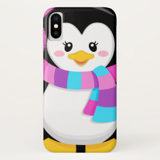 Funda Para iPhone X niña pingüino de dibujos animados linda dulce