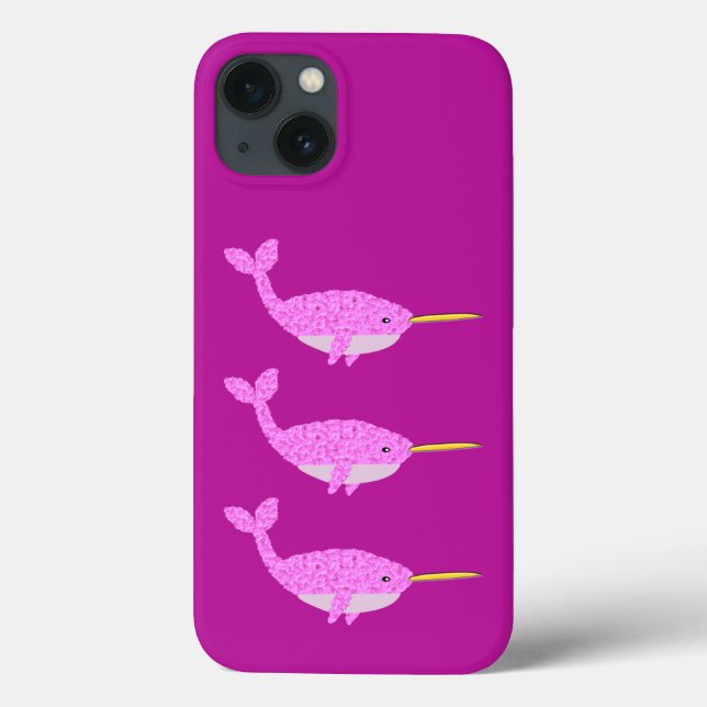 Funda De Case-Mate Para iPhone Niña Rosa bonito Narwhal (Reverso)