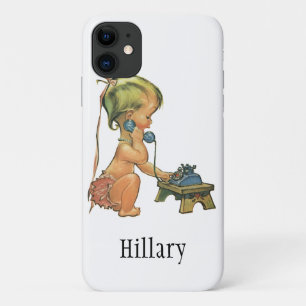 Funda Para iPhone 11 Niña Rubia y Adorable de la Época Hablando en un T